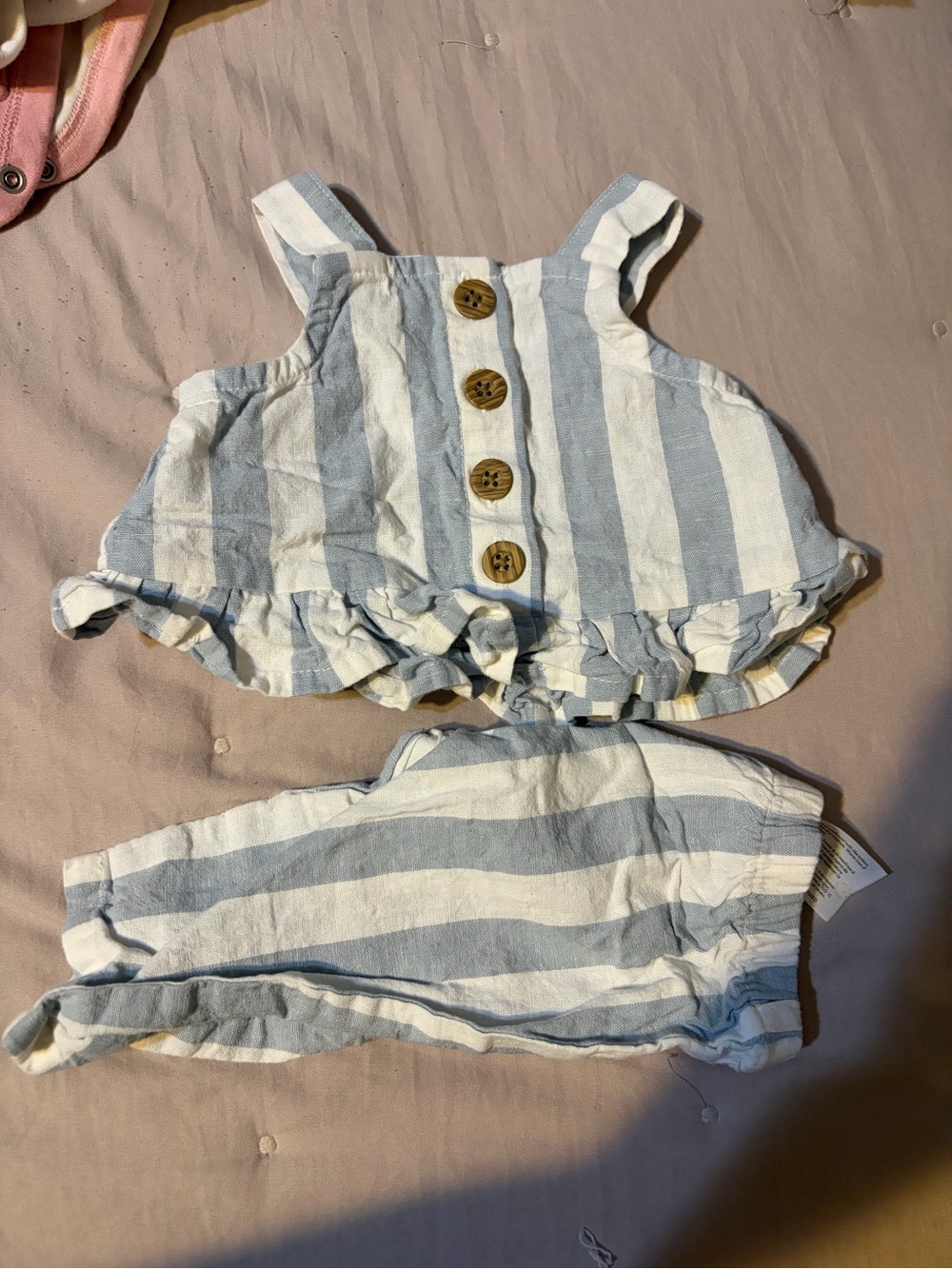 GIRL Striped Blue and White Kids Two-Piece Bottoms Set